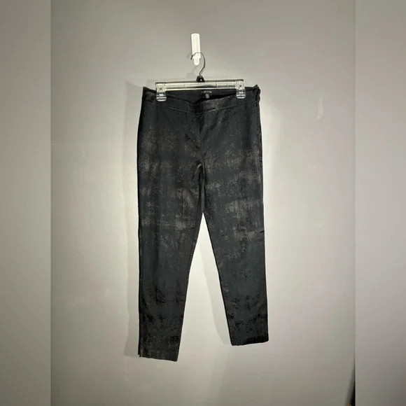 Eileen Fisher Fresco Organic Cotton Blend Textured Black Jacquard Pant Size 8 - Picture 4 of 8